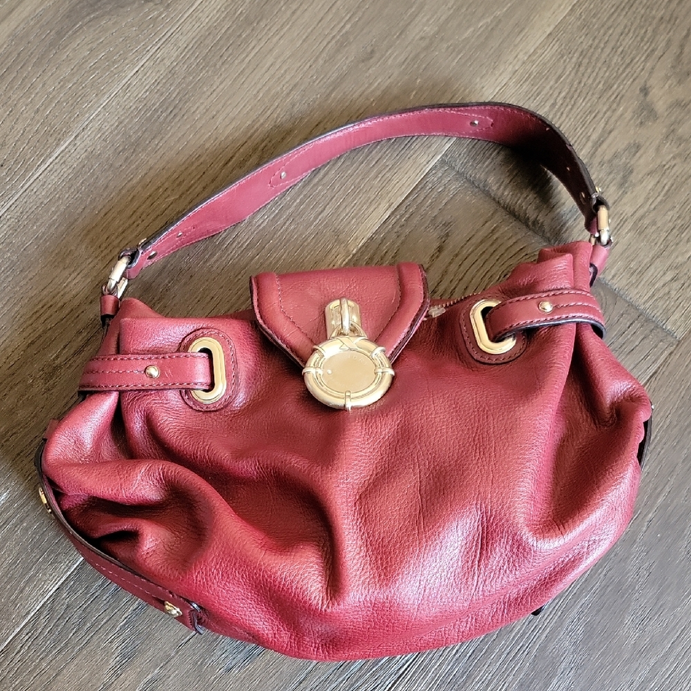Laundry By Shelli Segal Red Leather Shoulder Bag